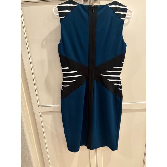 Ivanka Trump Teal Black Sheath Dress Size 6 - Picture 6 of 6